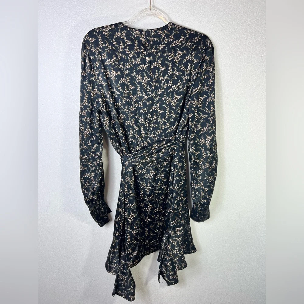 Jonathan Simkhai Hammered Silk Keyhole Tie-Front Asymmetrical Floral Dress Sz 1 - Picture 3 of 14